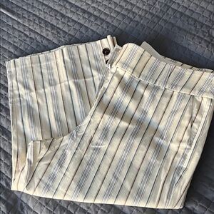 Lane Bryant Cream and Blue Striped Capris